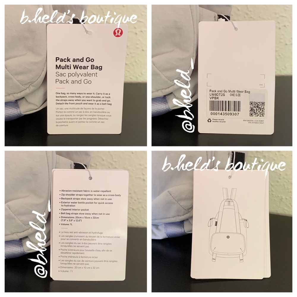 lululemon Pack and Go Multi Wear Bag in Vapor/Black Grey Neutral Brand New NWT - Picture 3 of 16